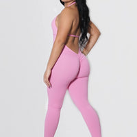 Backless Low Cut Jumpsuit - Pink (Pre Order)