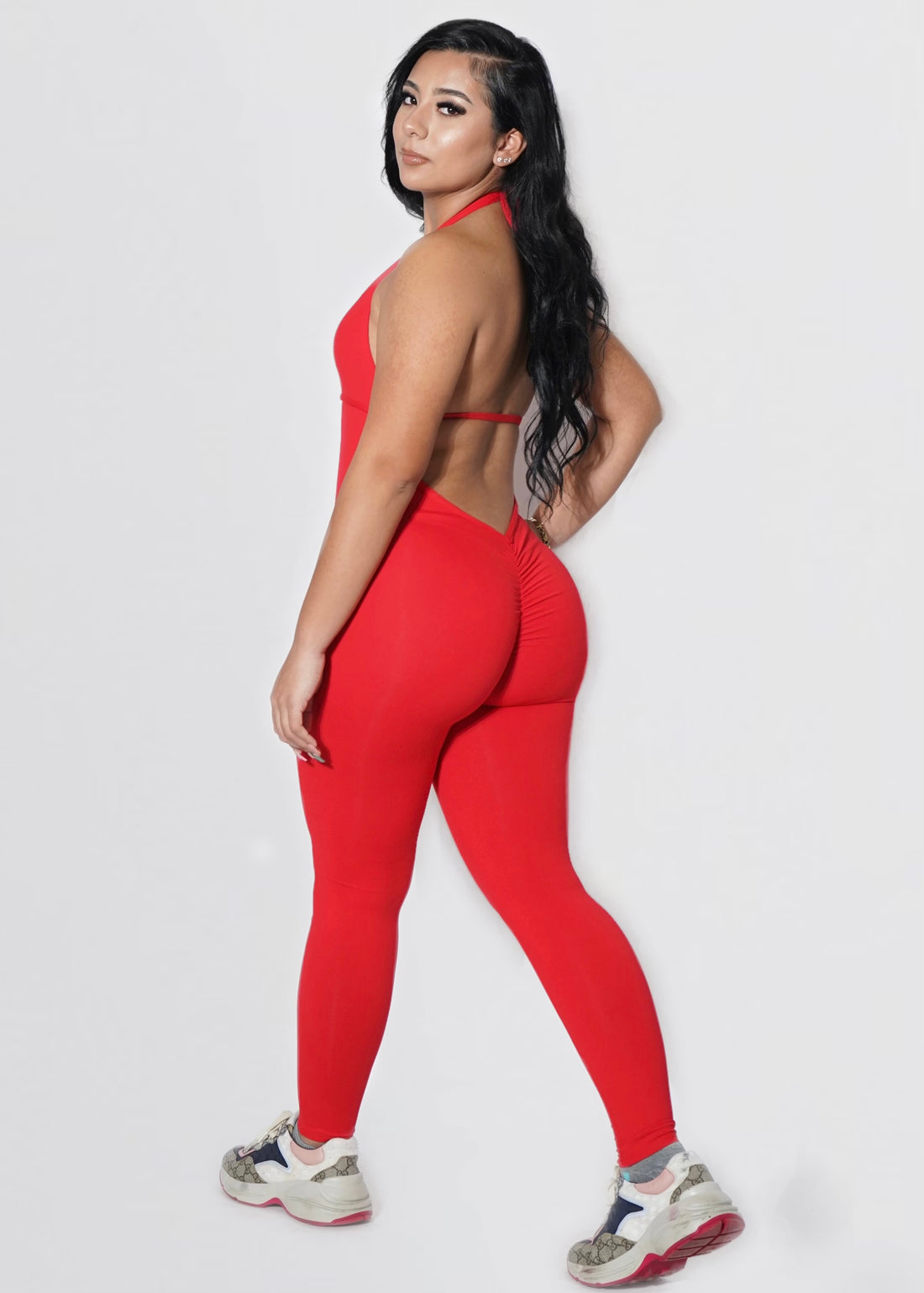 Backless Low Cut Jumpsuit - Red (Pre Order)