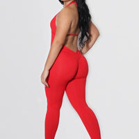 Backless Low Cut Jumpsuit - Red (Pre Order)