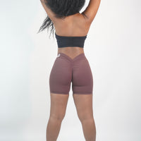 V Back Shorts - Brown